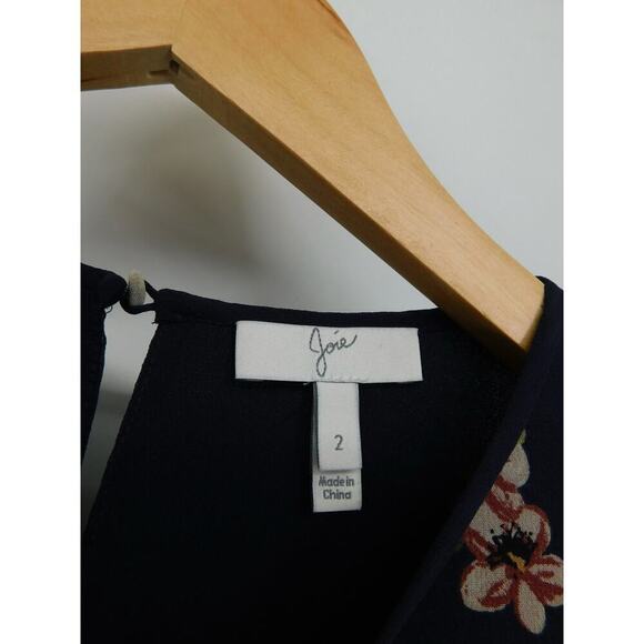 Joie Women's Ruffle Navy Sleeve Floral-Print Silk Kayane Dress Size‎ 2 Chiffon - Picture 3 of 5